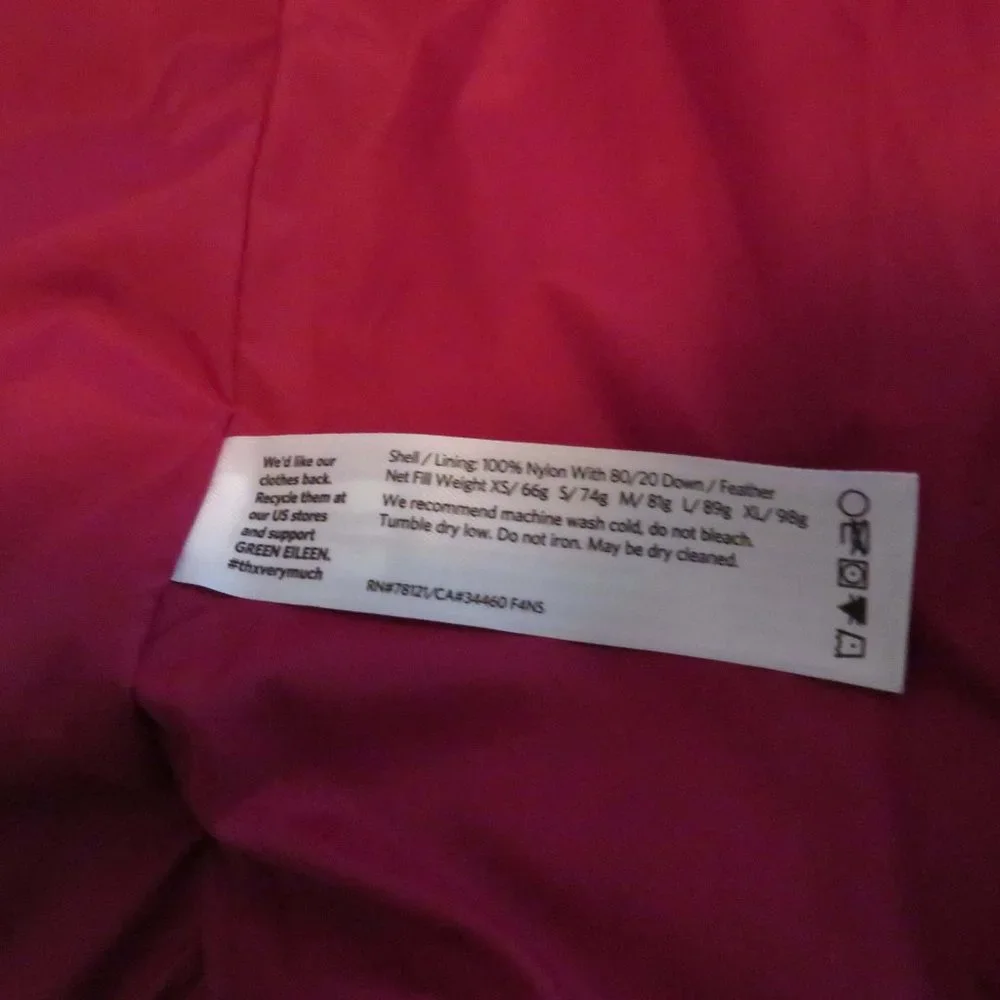 πβοΈπHPπβοΈπ Eileen Fisher, Down Puffer Vest-High Collar - S/P, Cranberry, EUC - Picture 11 of 15